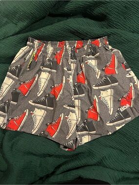 BOA Gray Men’s Running Shorts with Red, Black & White Sneaker Print
